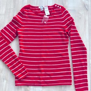 BARNEYS NEW YORK - NWT red + white striped cashmere sweater size XS